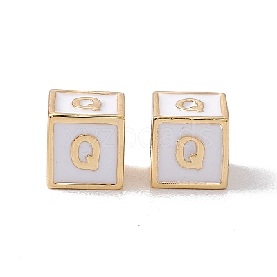 Rack Plating Brass Enamel Beads KK-B060-04G-04Q-1