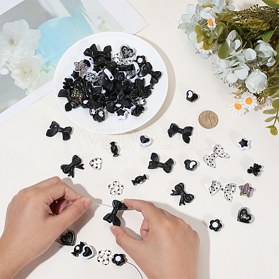 128Pcs Transparent & Opaque Acrylic Beads OACR-BM0001-13-1