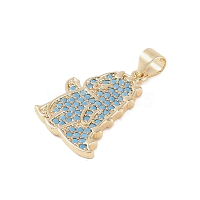 Brass Micro Pave Cubic Zirconia Pendants KK-E111-45F-G-1