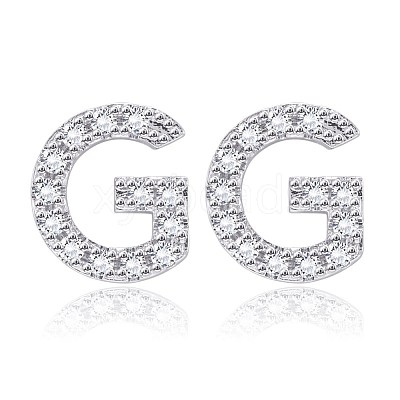 Brass Cubic Zirconia Stud Earrings EJEW-BB35118-G-1