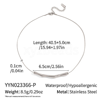 304 Stainless Steel Twisted Curved Bar Pendant Necklaces for Women SJ7114-2-1