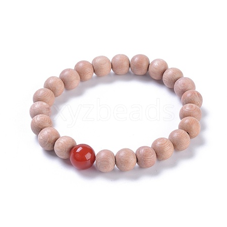 Wood Beaded Stretch Bracelets BJEW-JB05020-04-1