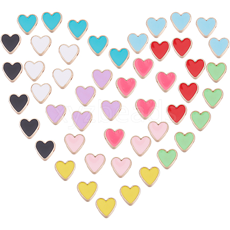 50Pcs 10 Colors Alloy Enamel Beads ENAM-HY0001-51-1