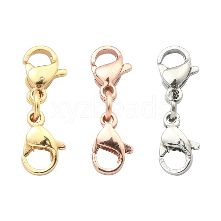 3Pcs 3 Colors 304 Stainless Steel Double Lobster Claw Clasps STAS-YW0001-52B-1