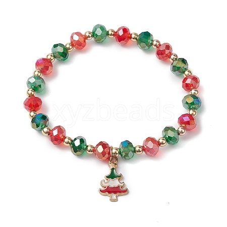 Christmas Theme Glass Beaded Stretch Bracelets BJEW-TA00540-1