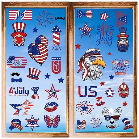 8 Sheets 8 Styles Independence Day PVC Waterproof Wall Stickers DIY-WH0345-131-1