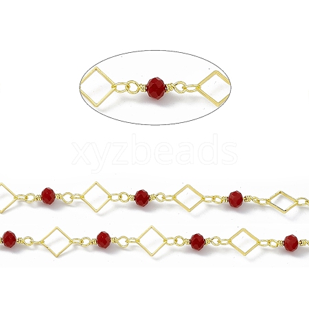 Handmade Brass Rhombus Link Chains CHC-F015-24G-1