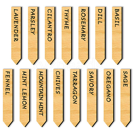 15Pcs 15 Style Wood Plant Labels WOOD-WH0501-002-1