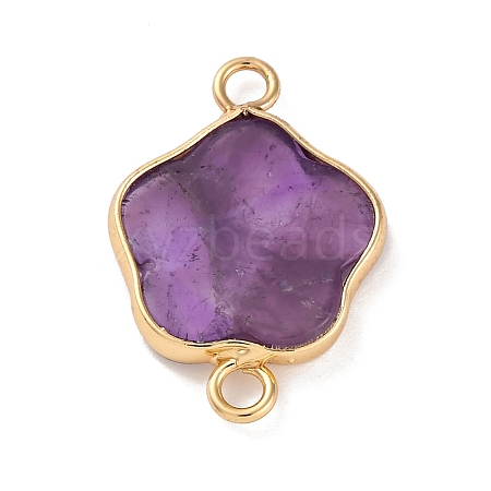 Natural Amethyst Flower Connector Charms KK-U042-17G-02-1