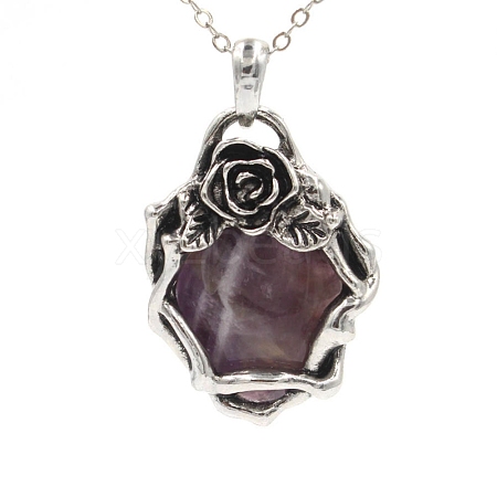 Retro Natural Amethyst Pendants PW-WG52952-01-1