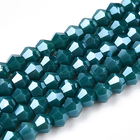 Opaque Solid Color Electroplate Glass Beads Strands EGLA-A039-P2mm-A18-1