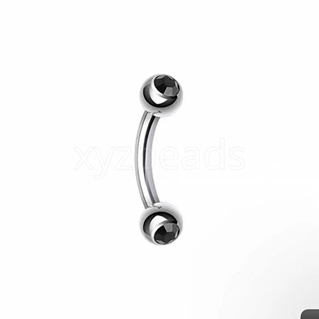 Round 304 Stainless Steel Rhinestone Eyebrow Curved Barbell Rings WGCF9EA-02-1