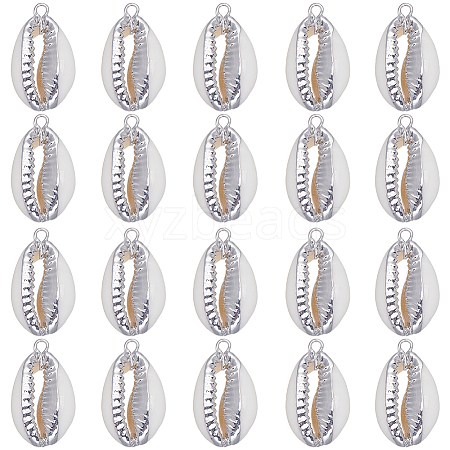 SUNNYCLUE 20Pcs Electroplated Natural Cowrie Shell Pendants SHEL-SC0001-30-1