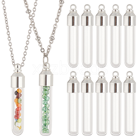   12Pcs 2 Style Clear Glass Tube Wish Bottle Pendants FIND-PH0017-07-1