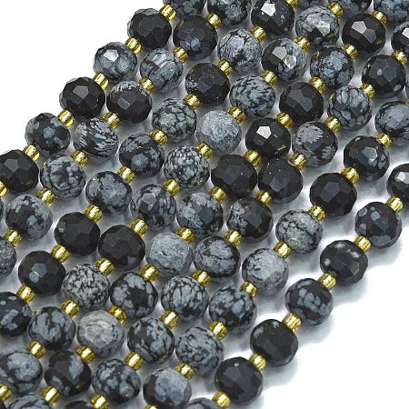 Natural Snowflake Obsidian Beads Strands G-K389-E86-01-1