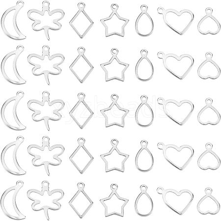 CHGCRAFT 140Pcs 7 Style 304 Stainless Steel Pendants STAS-CA0001-55-1