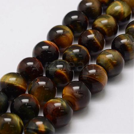 Natural Yellow Blue Tiger Eye(Dyed & Heated) Bead Strands G-P230-05-10mm-1