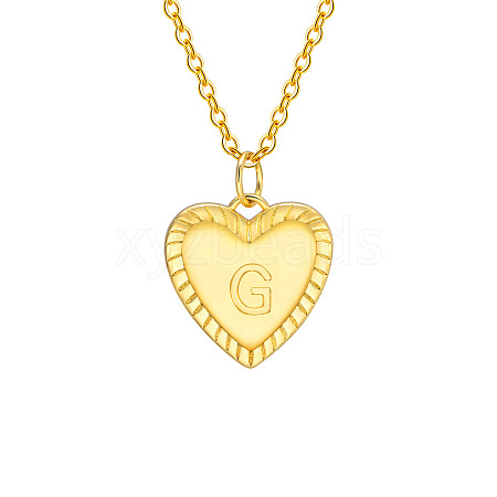 Golden Tone Brass Cable Chain Letter Heart Pendant Necklaces for Women PW-WG67FD6-07-1