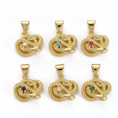 Brass Micro Pave Cubic Zirconia Charms KK-Q283-052-NR-1