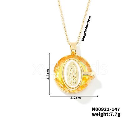 Luxury Fashionable American and European Style Brass Glass Virgin Mary Pendant Necklaces for Women DB7560-2-1