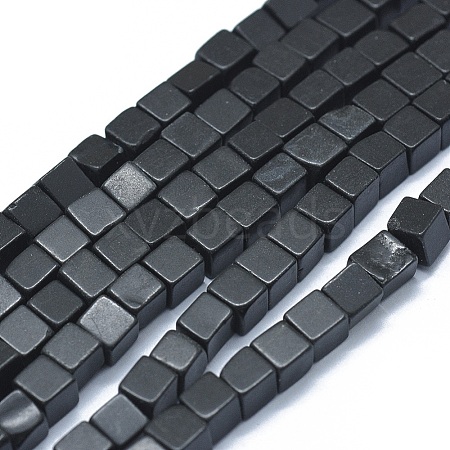 Natural Black Stone Beads Strands G-F631-C14-1