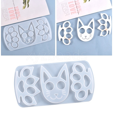 Cat & Paw Shape Self Defense Keychain Silicone Molds DIY-P006-30-1