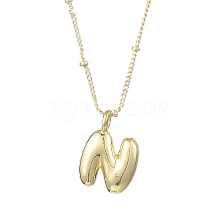 1Pc Initial Letter Brass Pendant Necklaces NJEW-YW0001-24N-1
