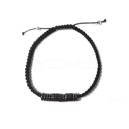 Coconut & Non-magnetic Synthetic Hematite Braided Bead Bracelet BJEW-PH01415-09-1