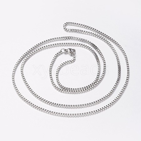 Non-Tarnish 201 Stainless Steel Box Chain Necklaces NJEW-I205-20P-2MM-1