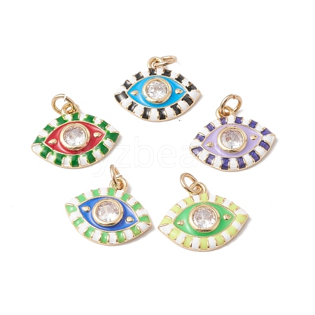 Eco-Friendly Rack Plating Brass Micro Pave Cubic Zirconia Pendants KK-F835-09-G-1