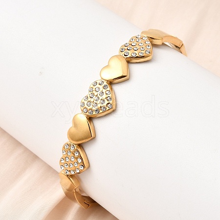 304 Stainless Steel Rhinestone Hinged Bangles for Women BJEW-B168-15G-1