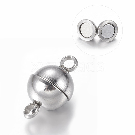 304 Stainless Steel Magnetic Clasps with Loops STAS-XCP0001-75P-1
