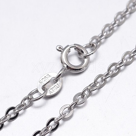 Anti-Tarnish Rhodium Plated 925 Sterling Silver Cable Chains Necklaces NJEW-M157-30C-22-1