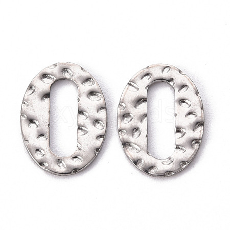 Non-Tarnish Hammered 201 Stainless Steel Linking Rings STAS-T052-17P-1