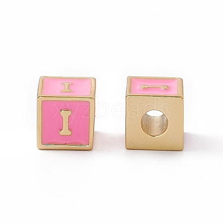 Rack Plating Brass Enamel Beads KK-B060-04G-05I-1