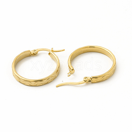 201 Stainless Steel Grooved Hoop Earrings with 304 Stainless Steel Pins for Women EJEW-M214-08B-G-1