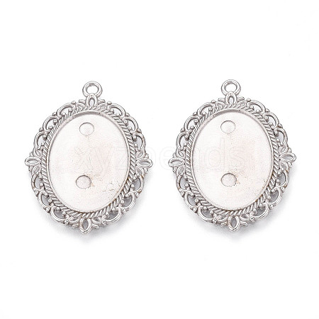 Non-Tarnish 304 Stainless Steel Pendant Cabochon Settings X-STAS-N114-02P-1