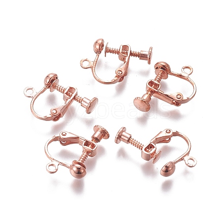 Rack Plated Brass Screw Clip-on Earring Findings LS-KK-P169-04RG-1