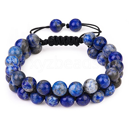 Natural Lapis Lazuli Braided Bead Bracelet BJEW-SW00001-10-1