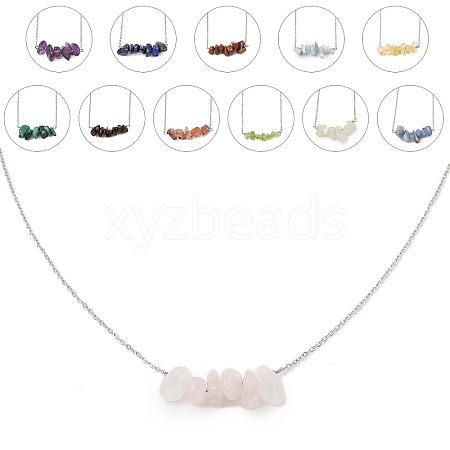 12Pcs 12 Styles Natural Mixed Stone Chip Pendant Necklace Sets NJEW-JN05097-1