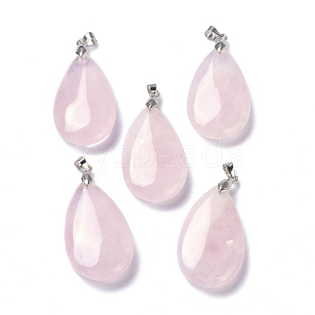 Natural Rose Quartz Pendants X-G-D084-01P-B15-1