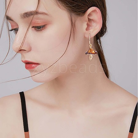 Enamel Mushroom Dangle Stud Earrings JE987E-1