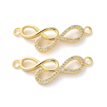 Rack Plating Brass Micro Pave Cubic Zirconia Infinity Connector Charms KK-C084-23C-G-1