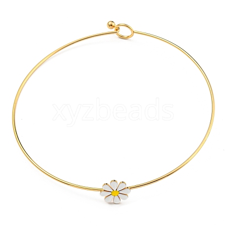 304 Stainless Steel White Enamel Small Daisy Flower Choker Necklaces for Women NJEW-Z040-01G-01-1