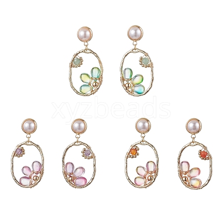 Alloy with Glass Stud Dangle Earring EJEW-TA00527-1