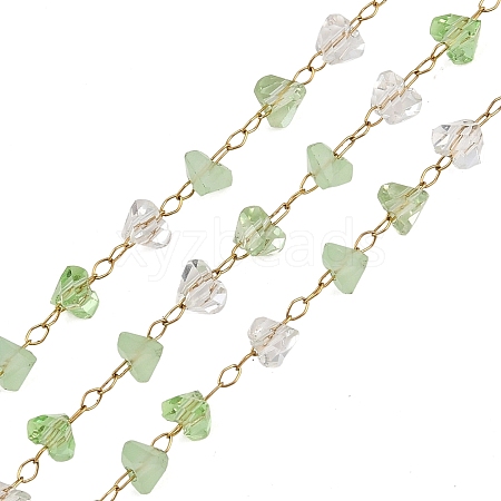 Glass & 304 Stainless Steel Beaded Chains SA-CBAD321-04C-1