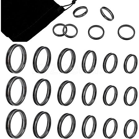 Unicraftale 18pcs 6 Style 304 Stainless Steel Grooved Finger Ring Settings STAS-UN0040-58-1