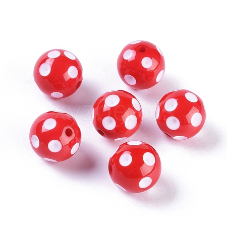 Polka Dot Round Bubblegum Acrylic Chunky Beads X-SACR-S146-20mm-11-1