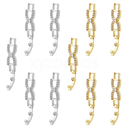 10Pcs 2 Colors Bowknot Rack Plating Brass Clear Cubic Zirconia Watch Band Clasps ZIRC-DC0001-09-1