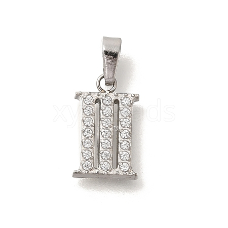 Ion Plating(IP) 304 Stainless Steel Micro Pave Cubic Zirconia Pendants STAS-H228-02P-03-1